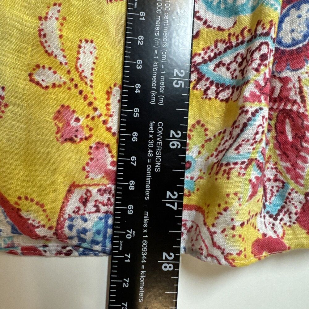 Ralph Lauren LRL Skirt Women's XL Yellow Linen Tiered Paisley Bohemian Peasant - Picture 8 of 8